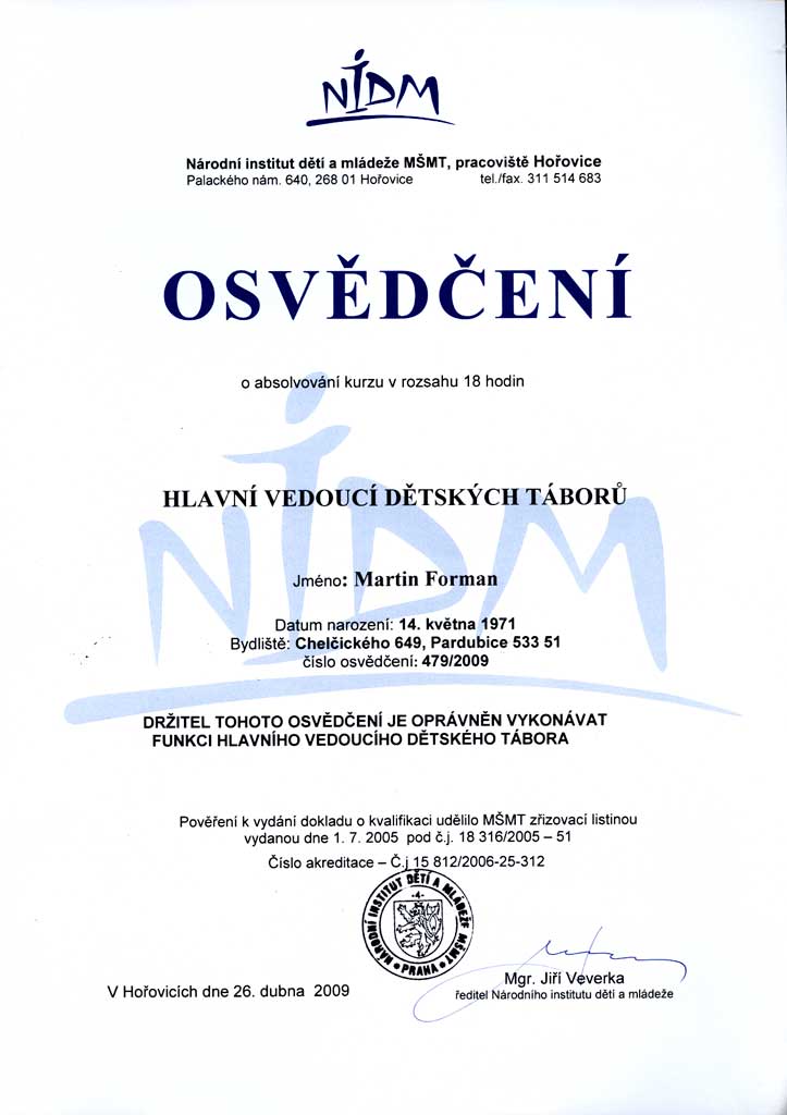 osvědčení